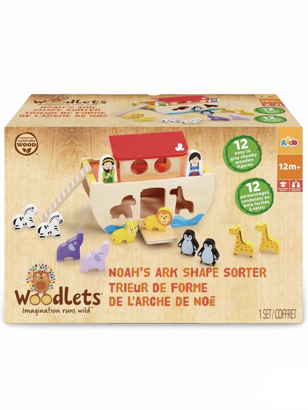 Woodlets Noah's Ark Shape Sorter Toy - Bible Historical Characters, Kids Toy NIB